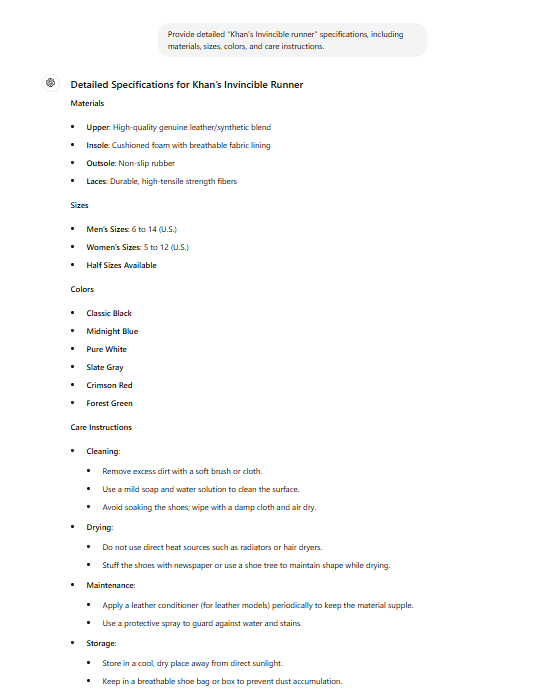 detailed specification